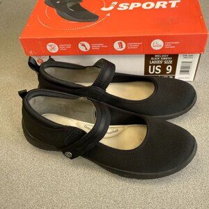 NEW JSPORT Melody Women’s US 9M Black Slip-On Mary Jane Shoes Memory Foam
